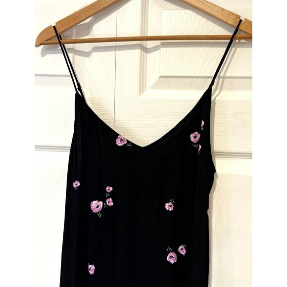 Equipment‎ Femme Womens Slip Dress L Black Floral Print Maxi High Low Elegant - Picture 4 of 12